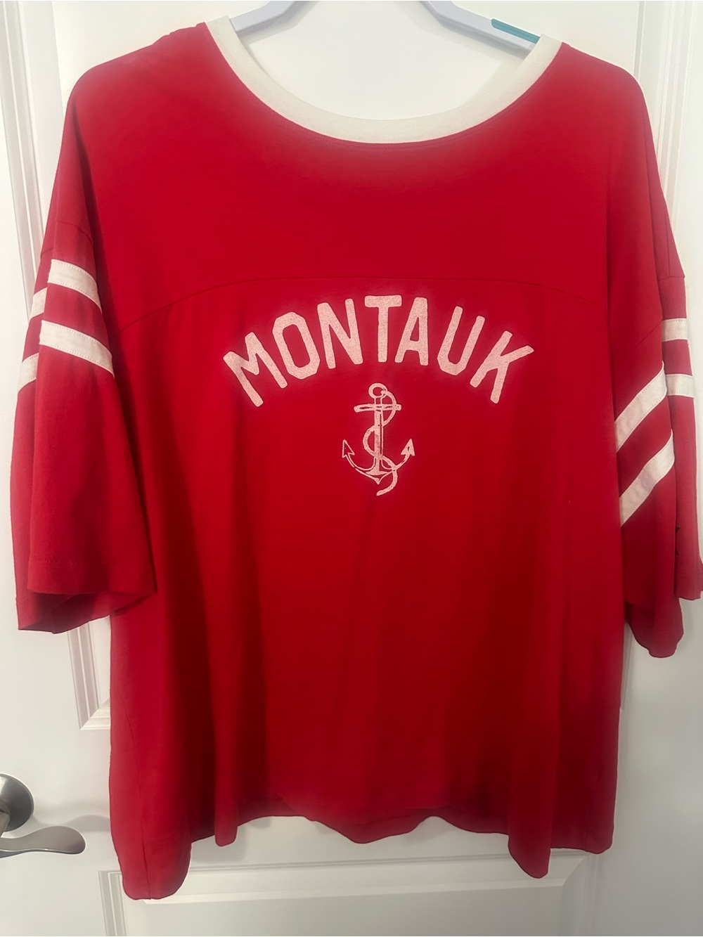 Old Navy Red Short Sleeve Montauk Tee with White Trim
